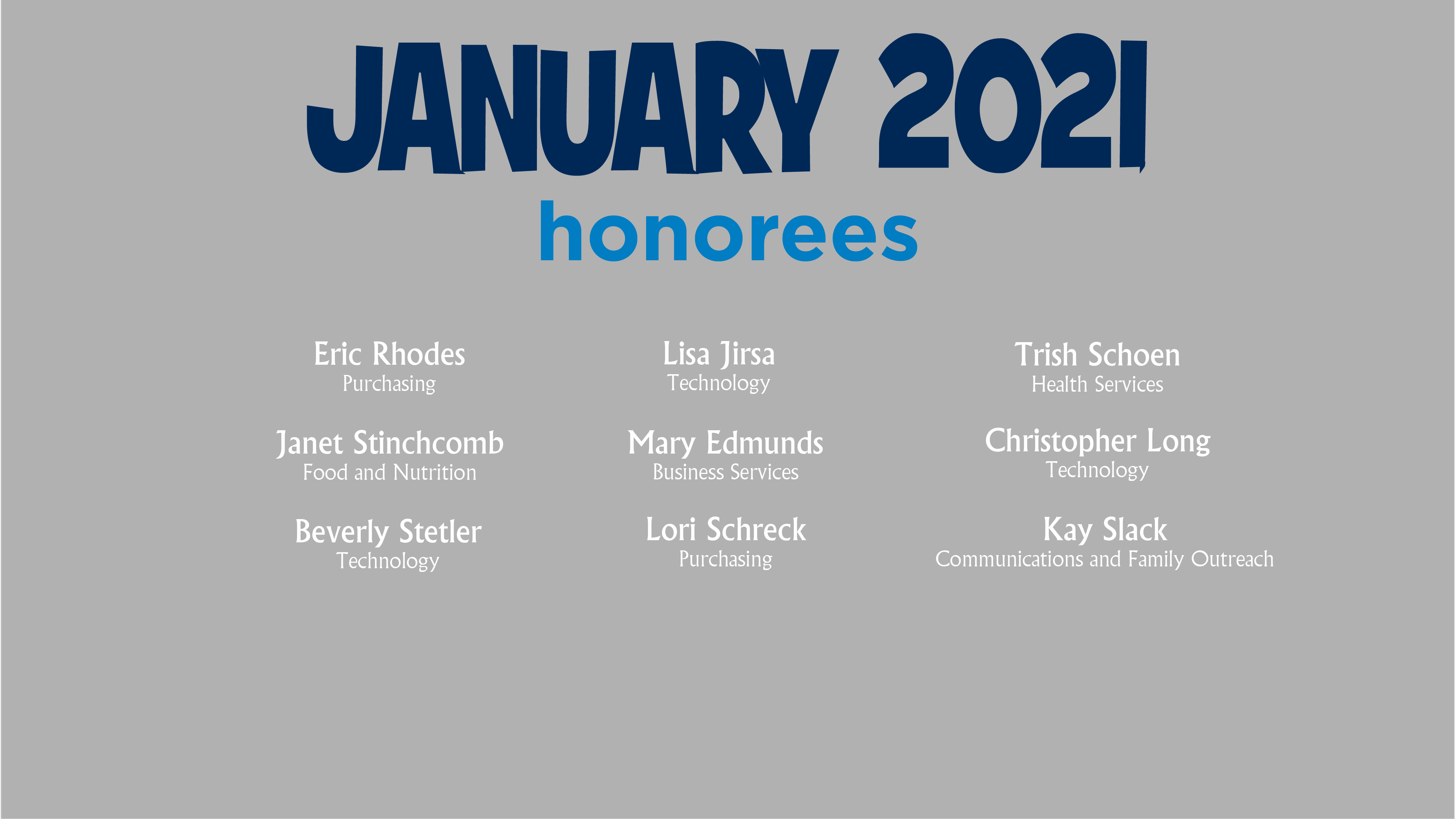 HCPS Bowtie Breakfast Honorees - January 2021