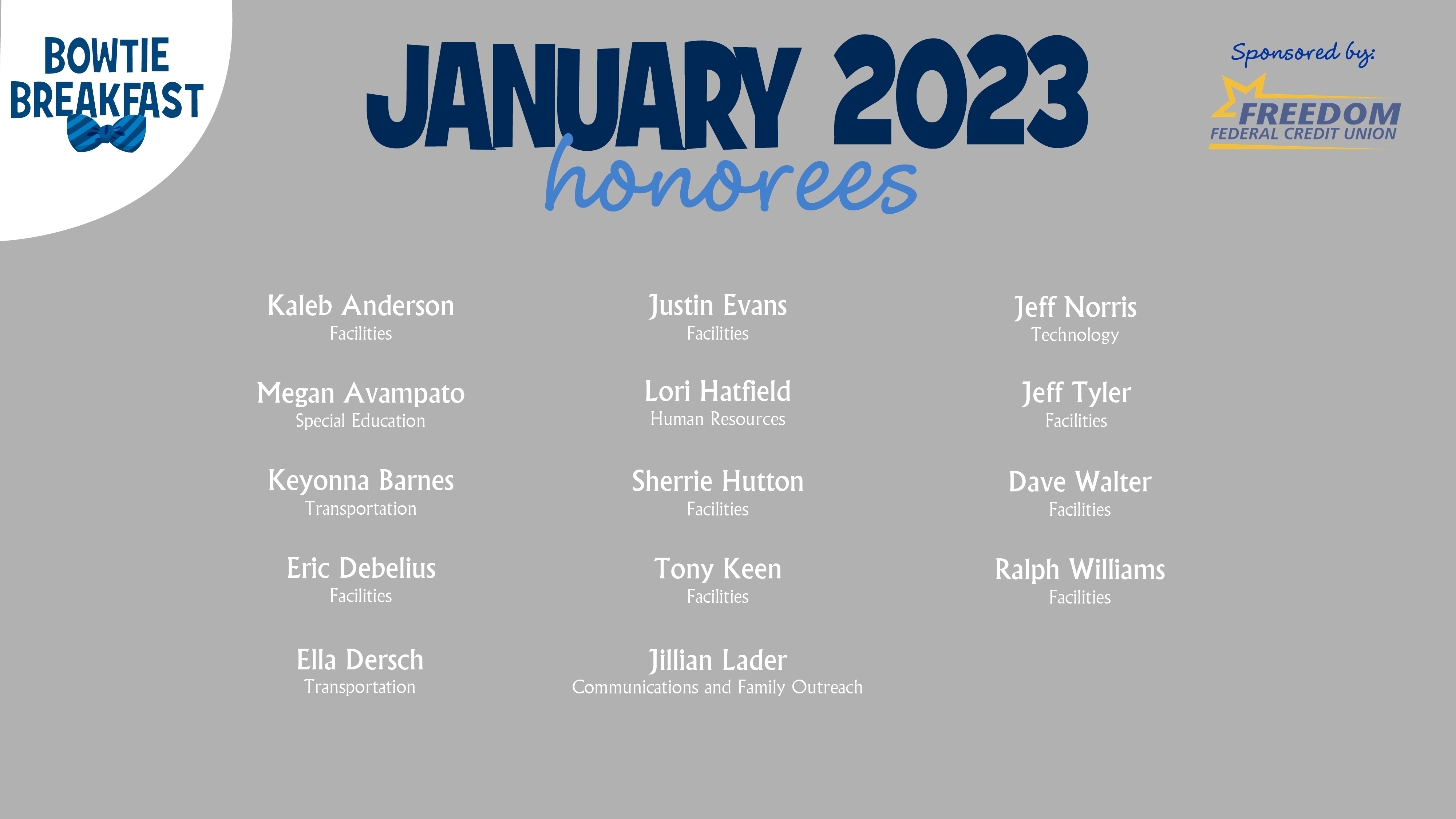 HCPS Bowtie Breakfast Honorees - January 2023