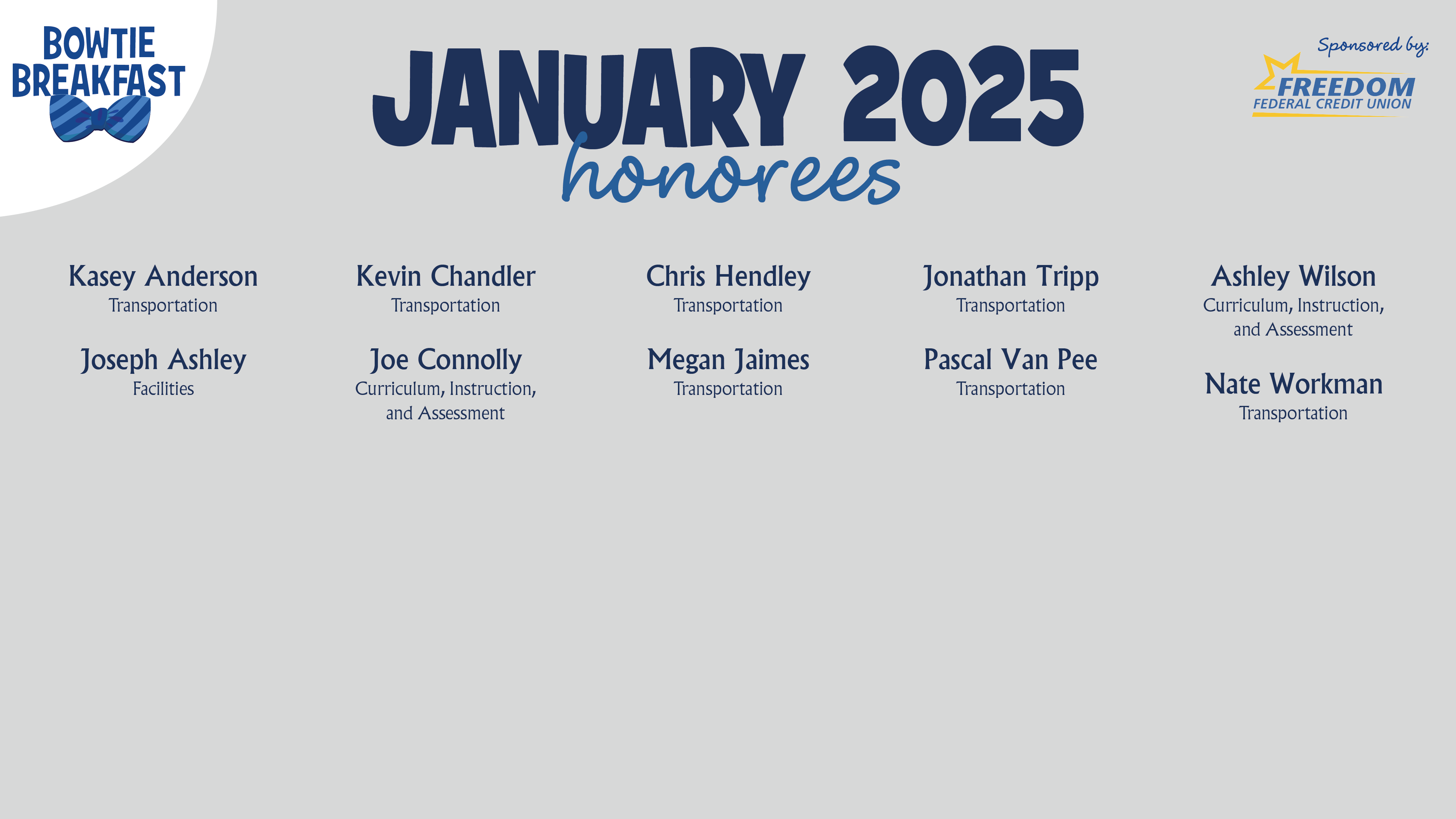 HCPS Bowtie Breakfast Honorees - January 2025