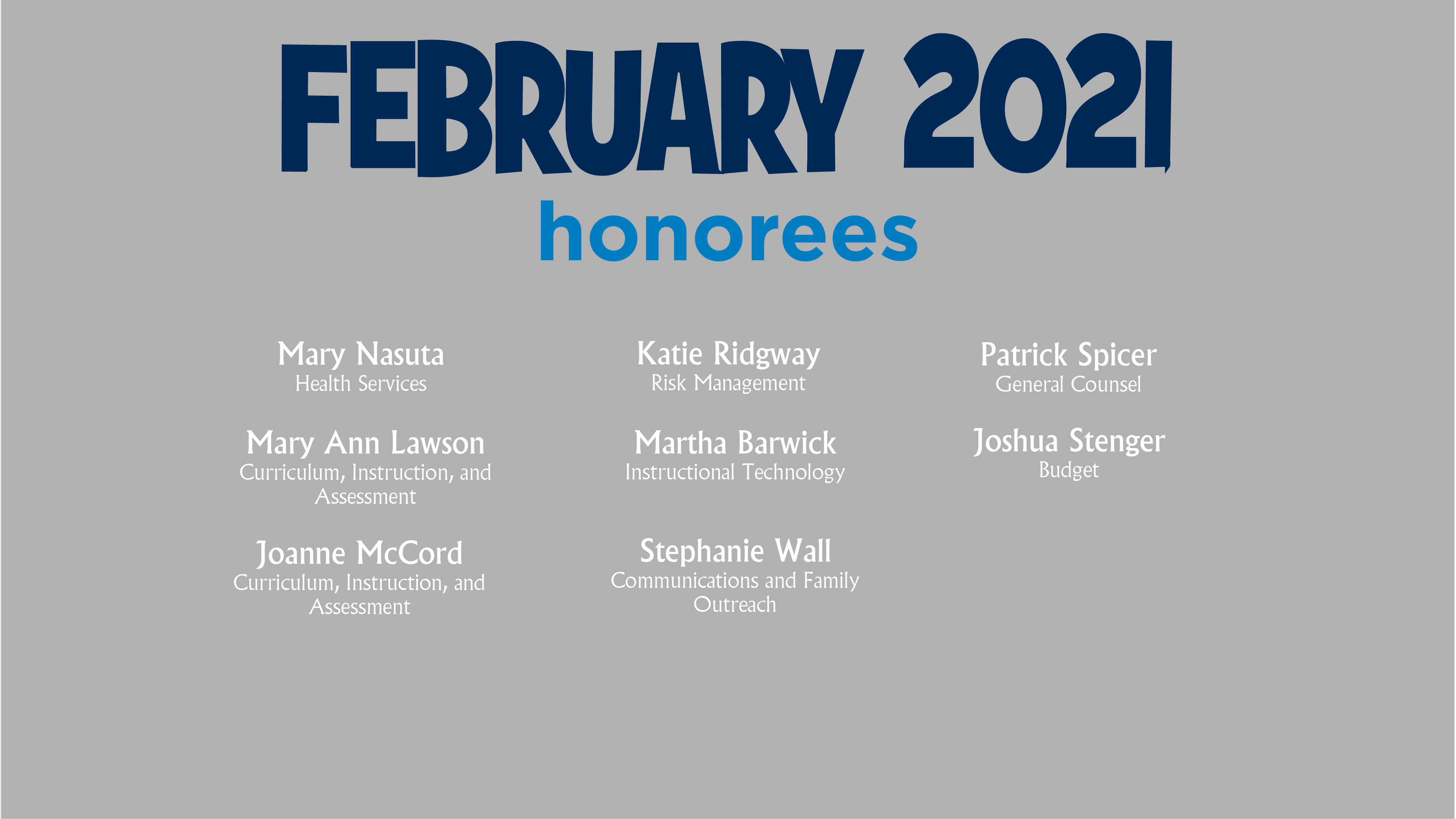 HCPS Bowtie Breakfast Honorees - February 2021