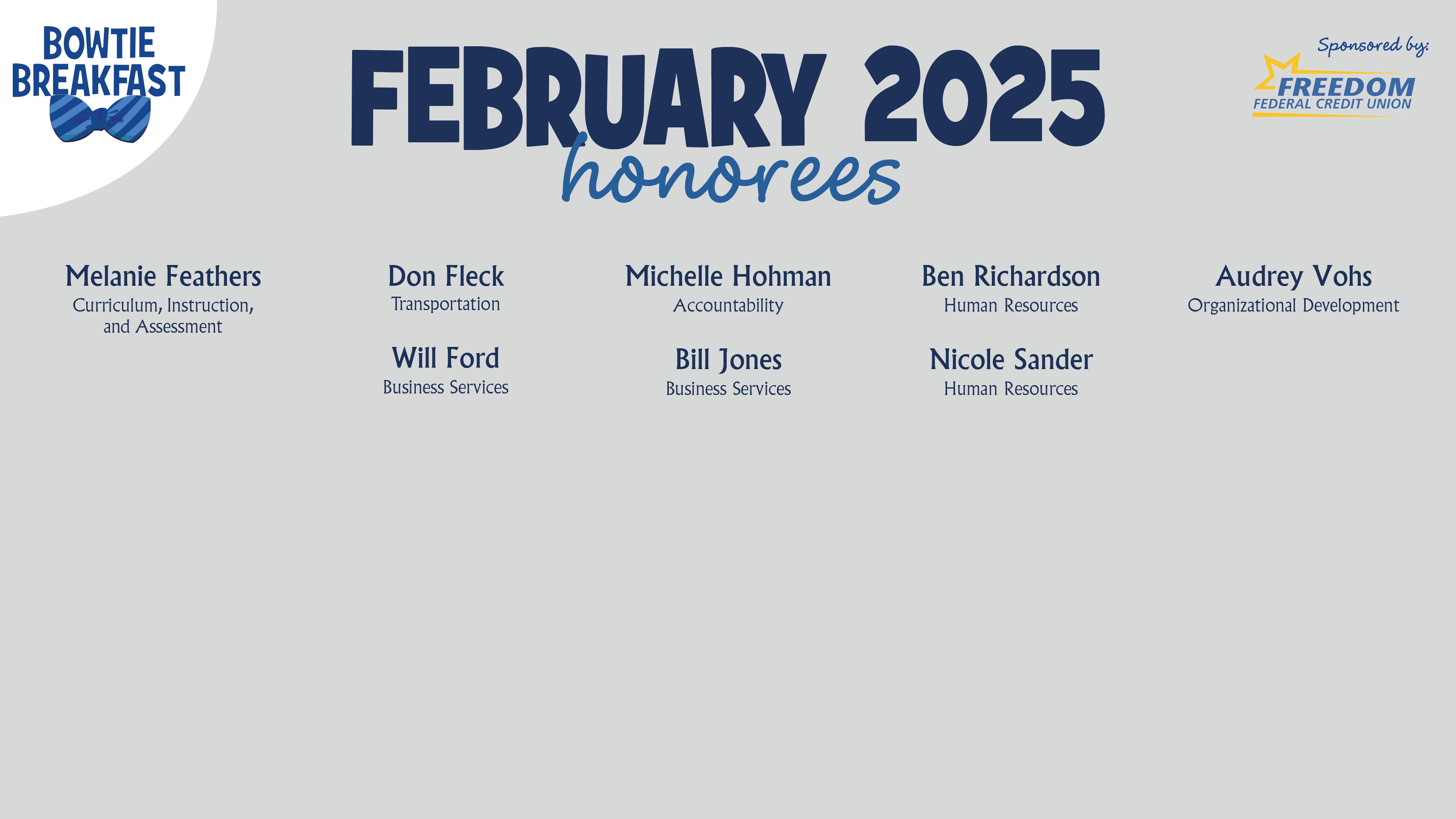 HCPS Bowtie Breakfast Honorees - February 2025