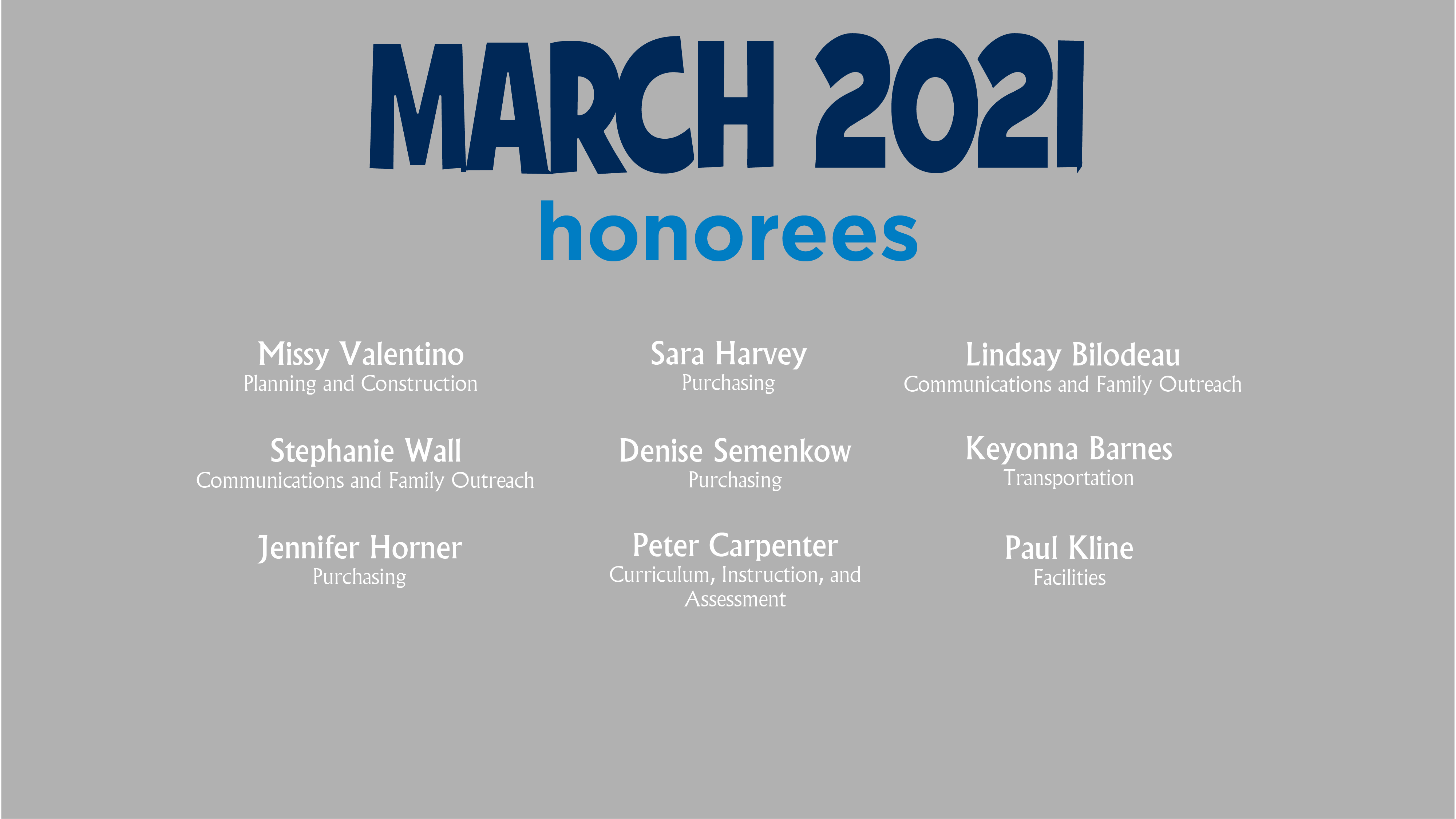 HCPS Bowtie Breakfast Honorees - March 2021