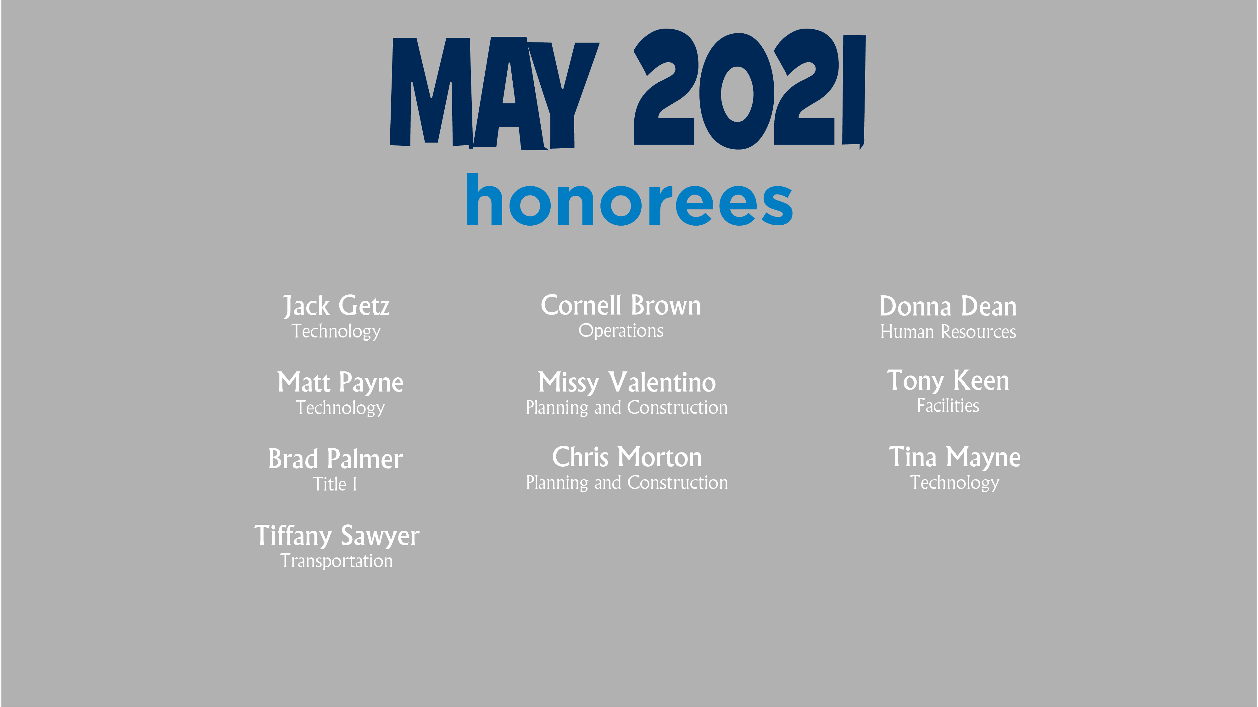 HCPS Bowtie Breakfast Honorees - May 2021