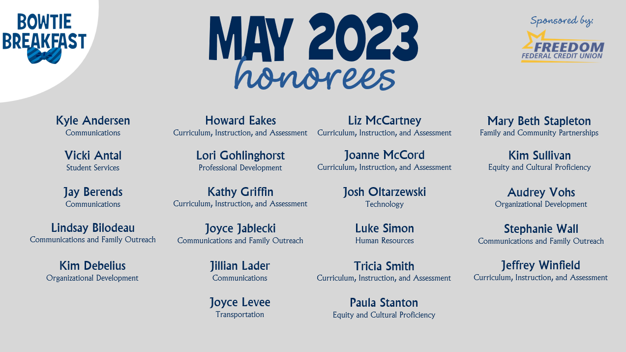 HCPS Bowtie Breakfast Honorees - May 2023