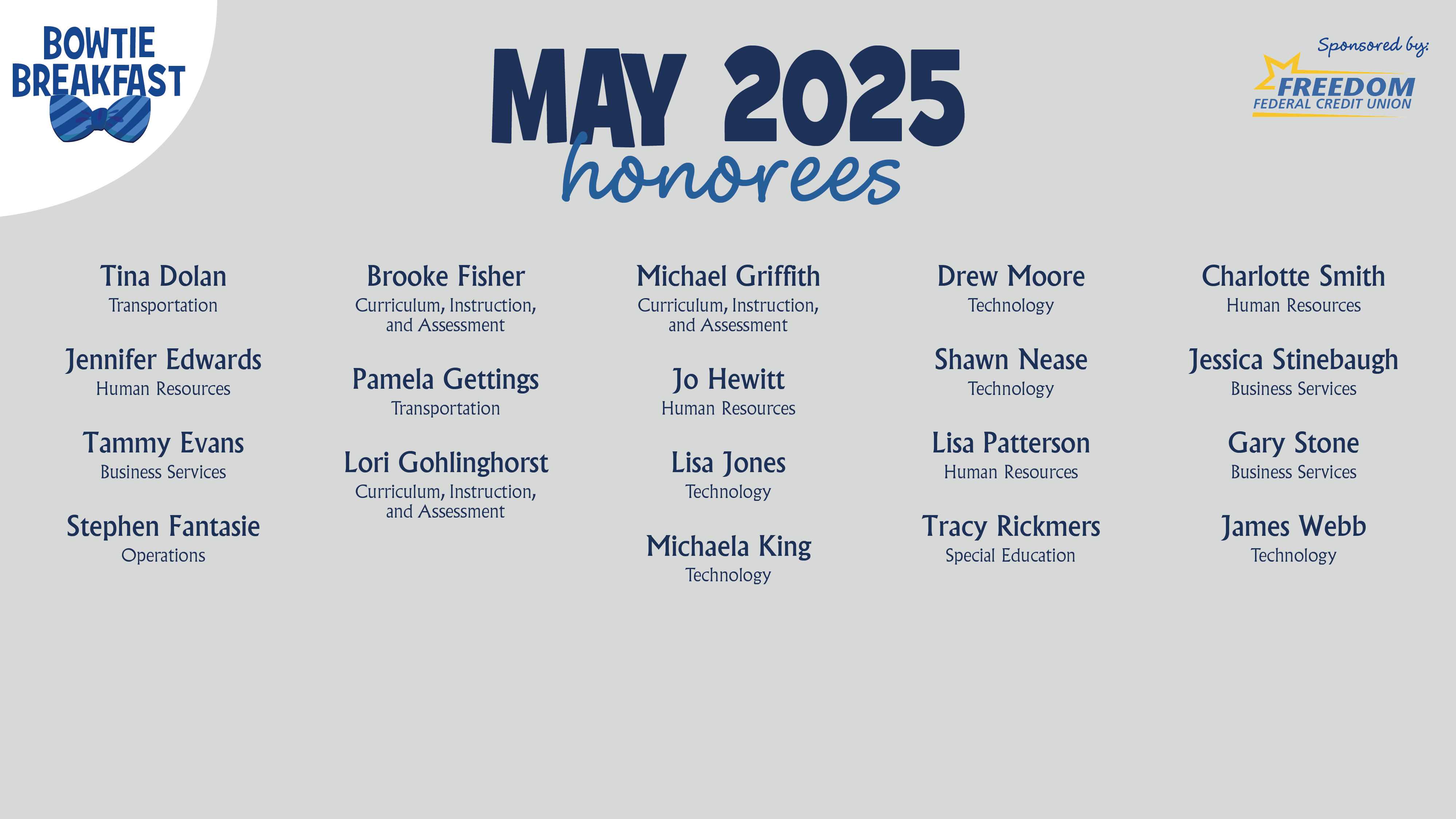 HCPS Bowtie Breakfast Honorees
