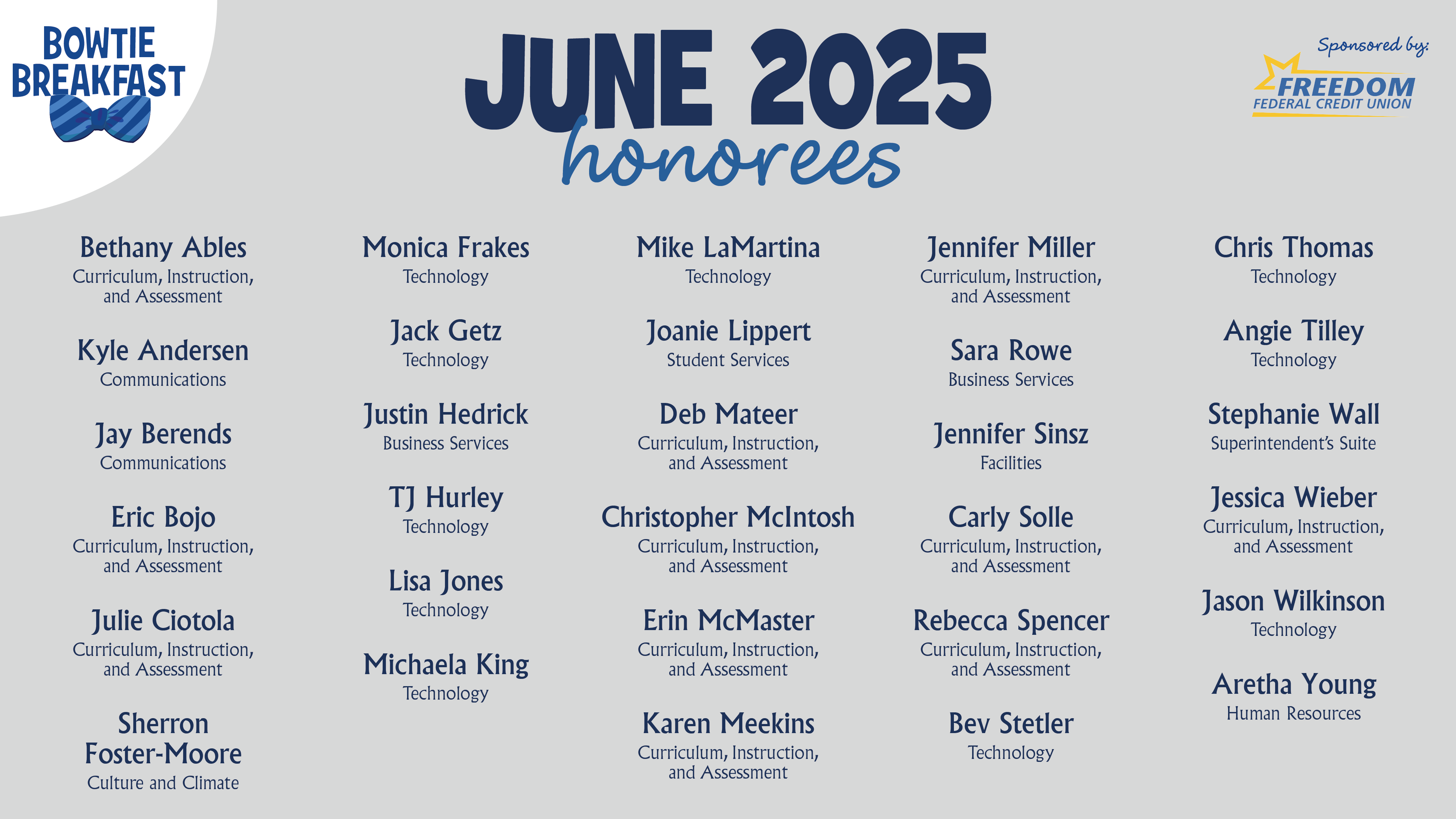 HCPS Bowtie Breakfast Honorees