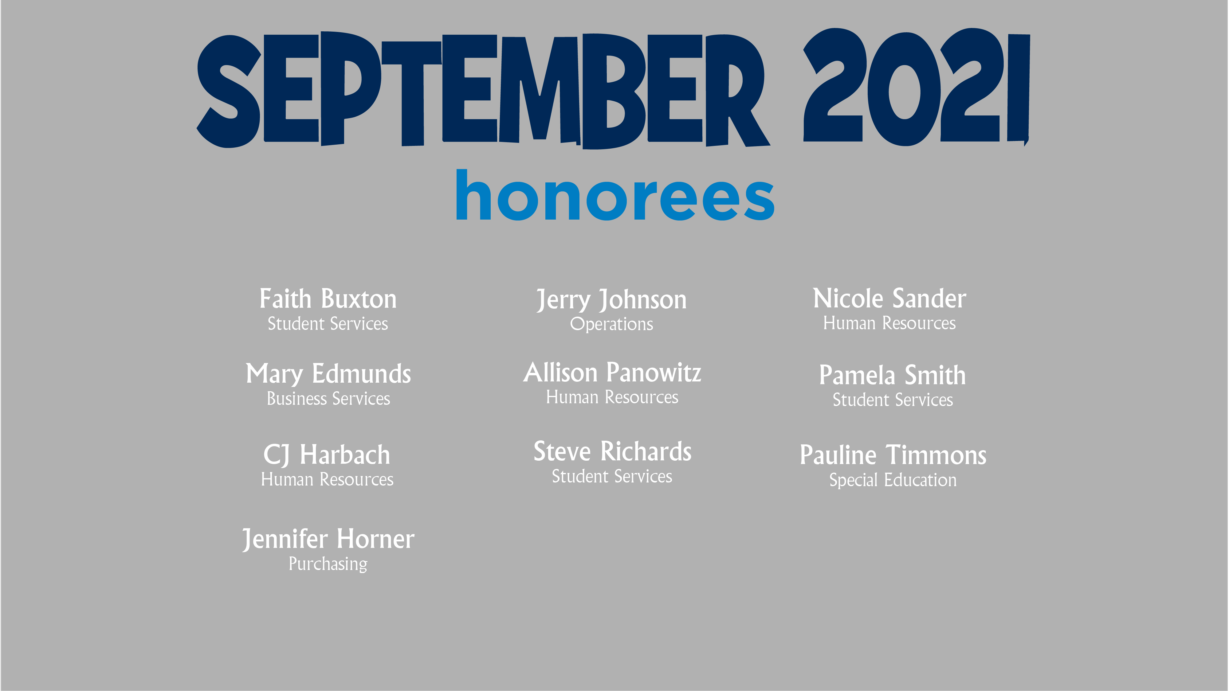 HCPS Bowtie Breakfast Honorees - October 2021