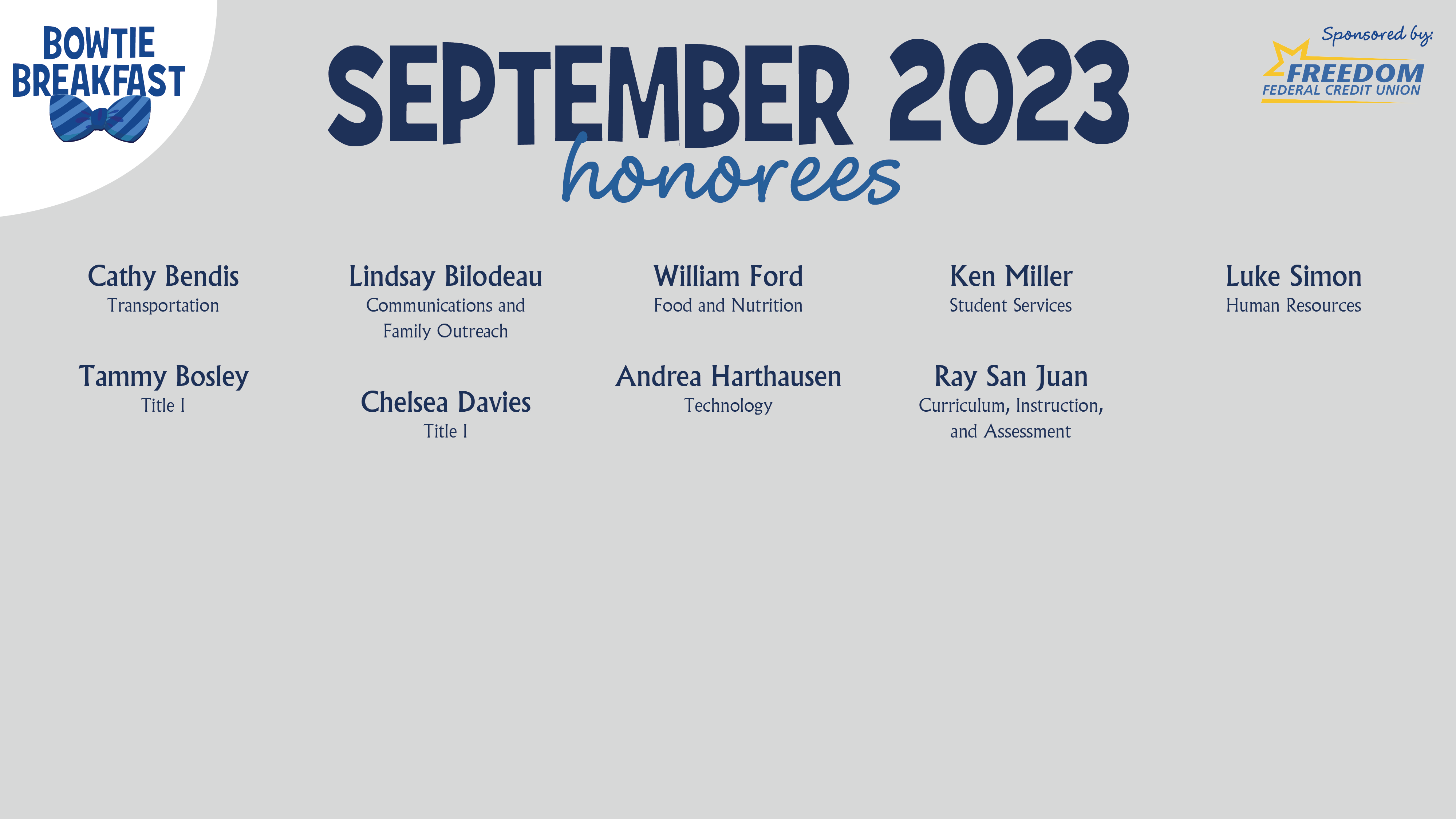 HCPS Bowtie Breakfast Honorees - September 2023