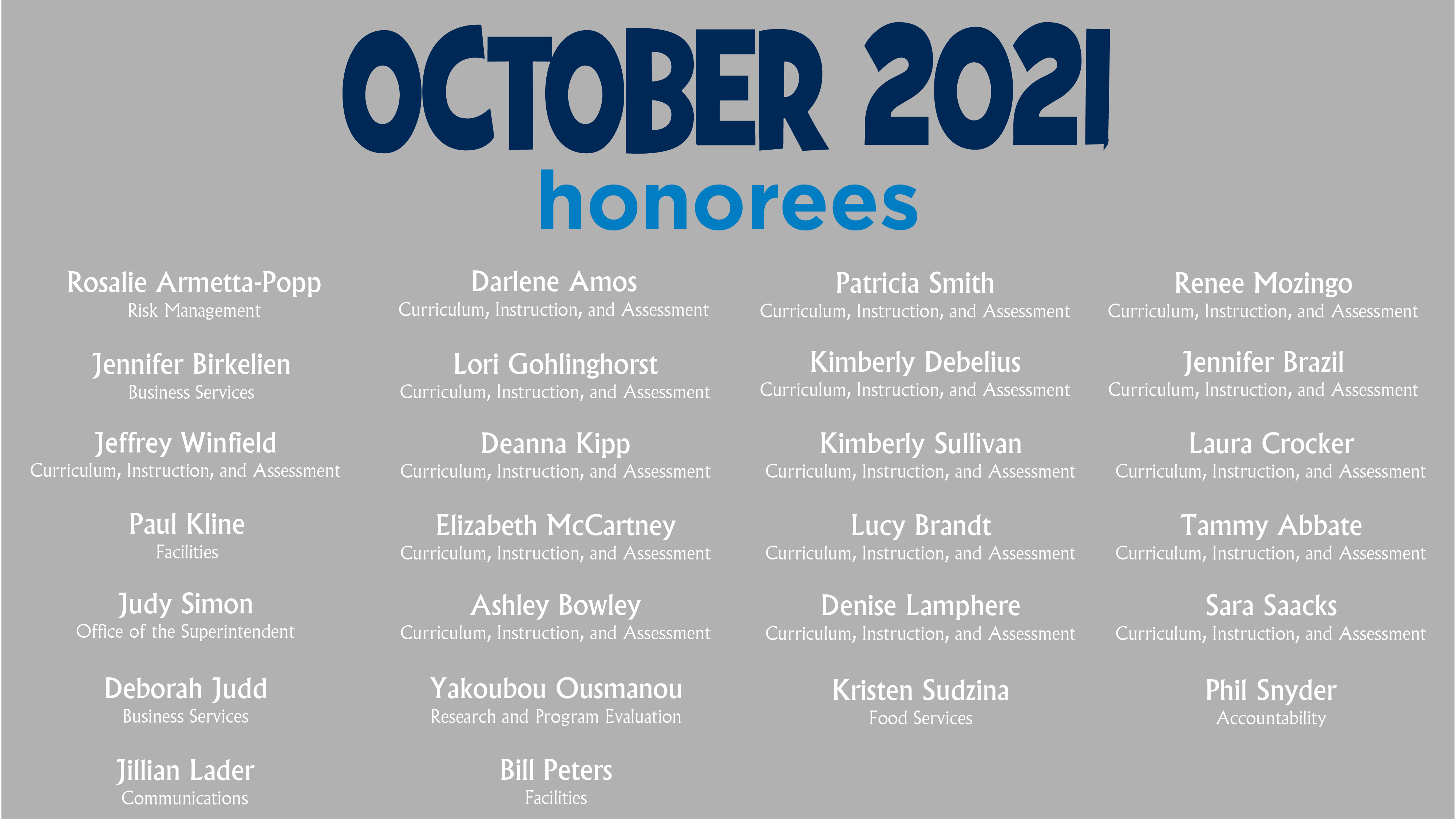 HCPS Bowtie Breakfast Honorees - September 2021