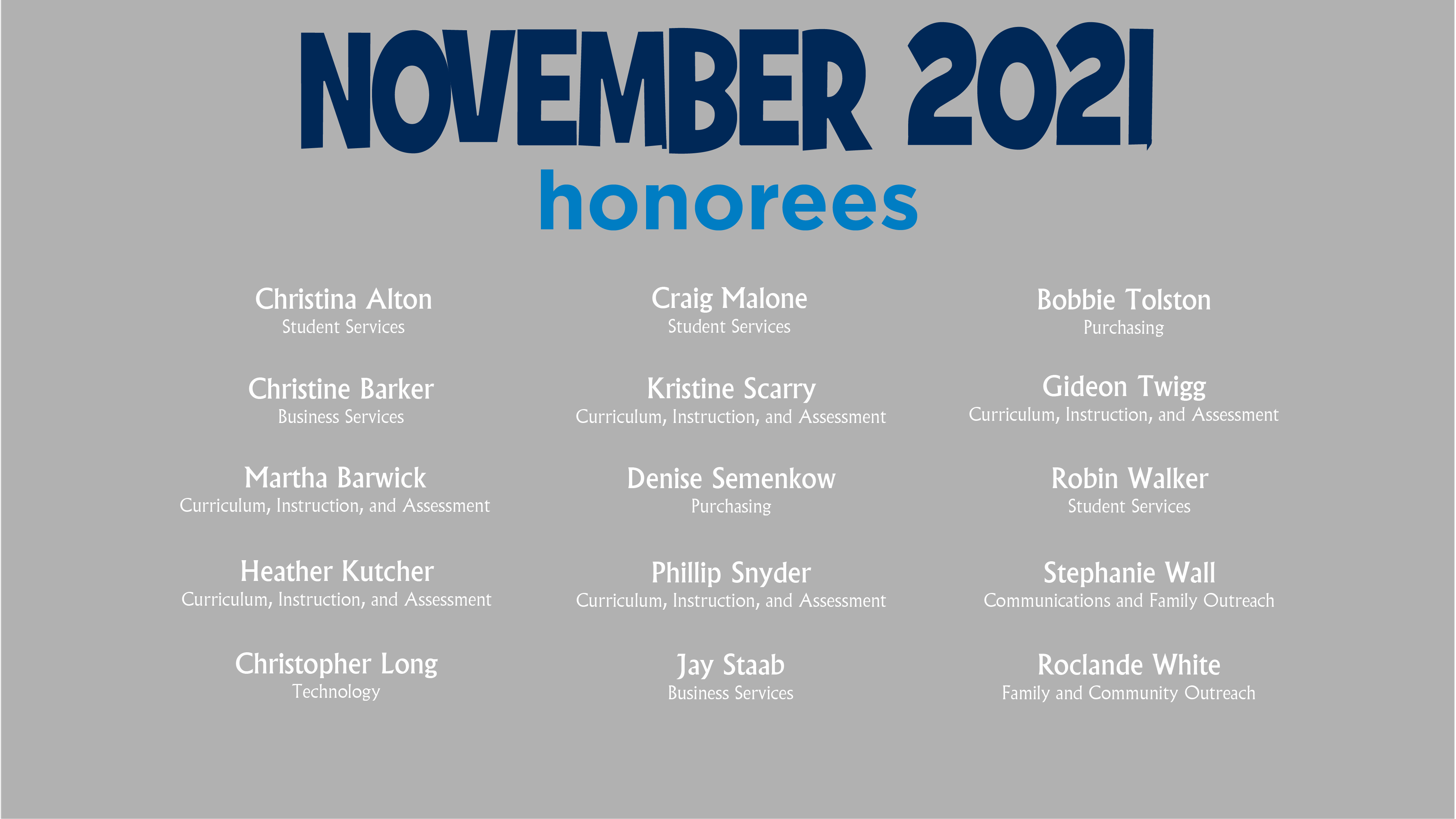 HCPS Bowtie Breakfast Honorees - November 2021