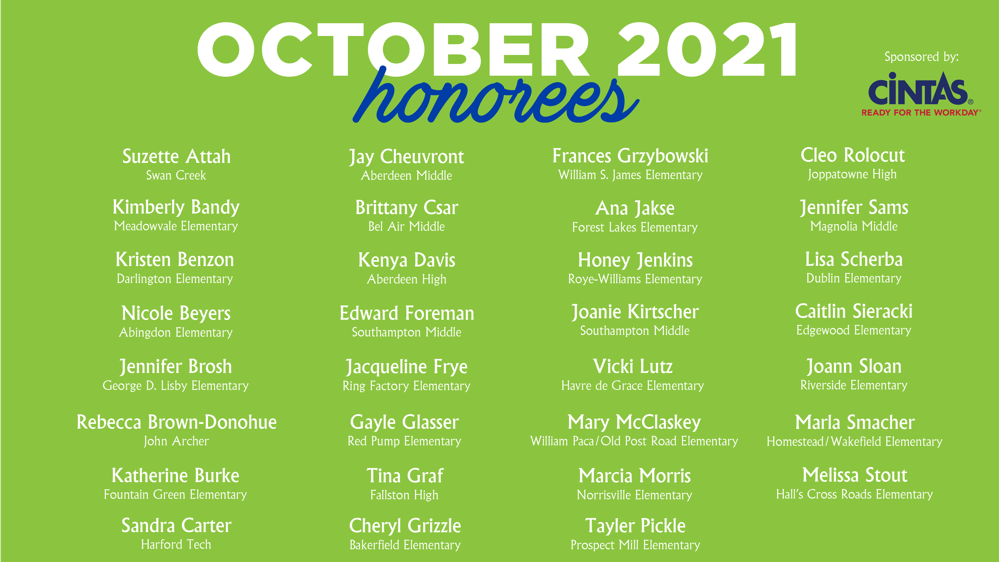 HCPS Limelight Honorees - Oct 2021