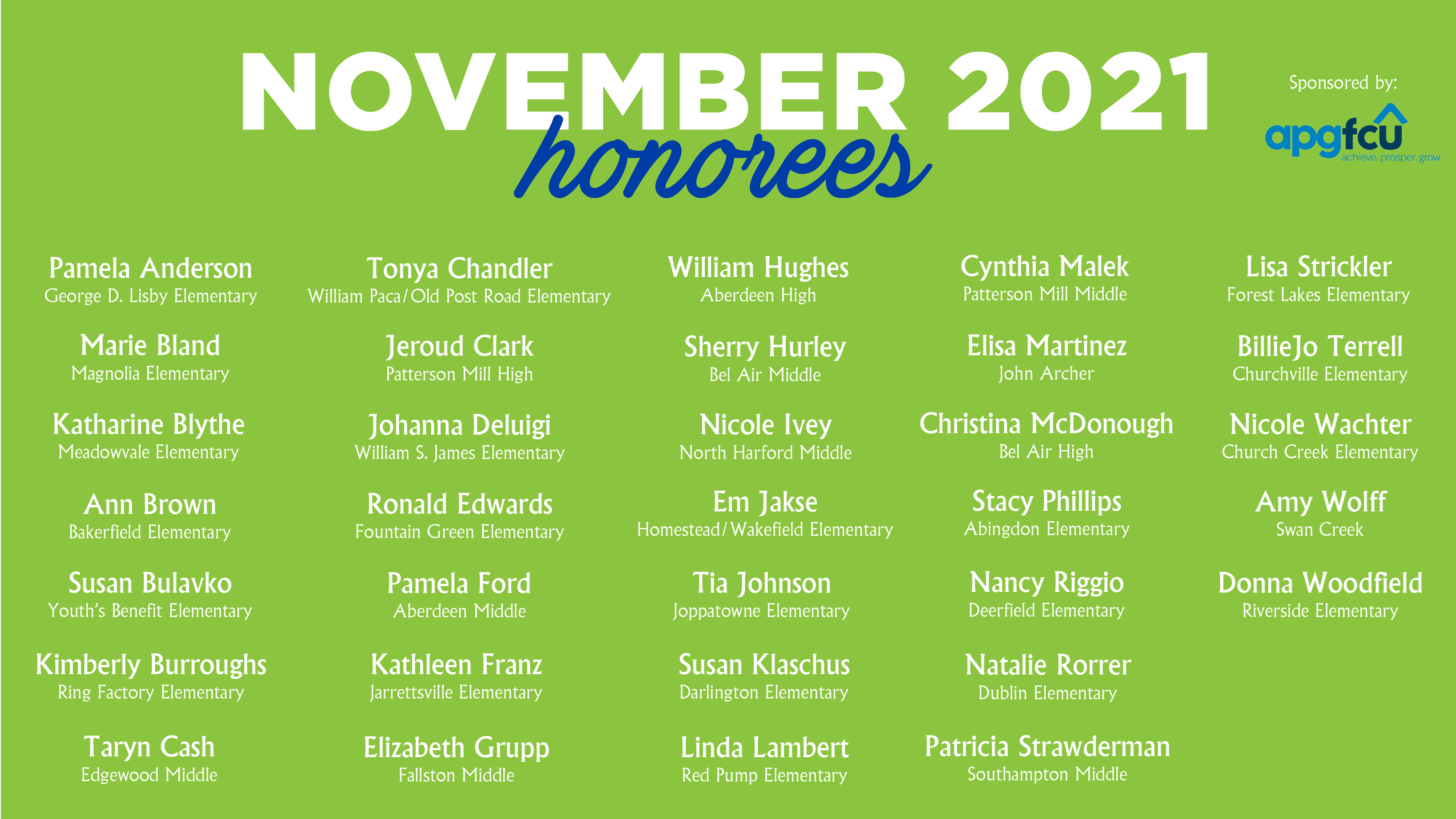 HCPS Limelight Honorees - Nov 2021