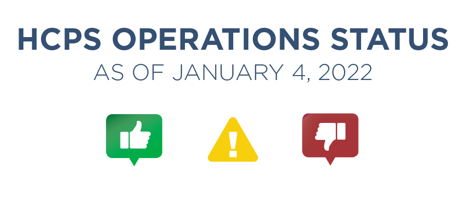 HCPS Operating Status as of January 4, 2022