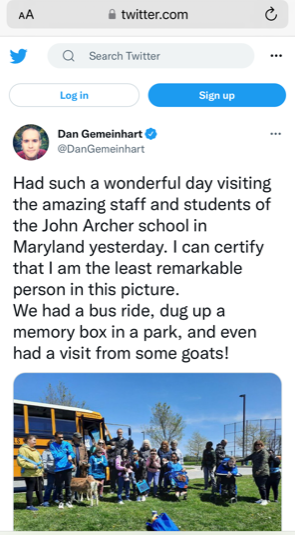 Photo of Author Dan Gemeinhart Visits John Archer School 