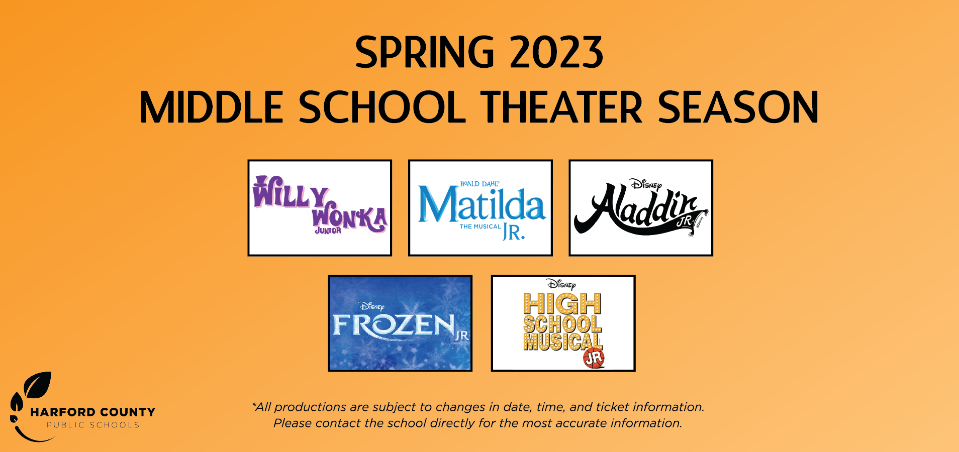 Middle School Spring 2023 Theater Schedule