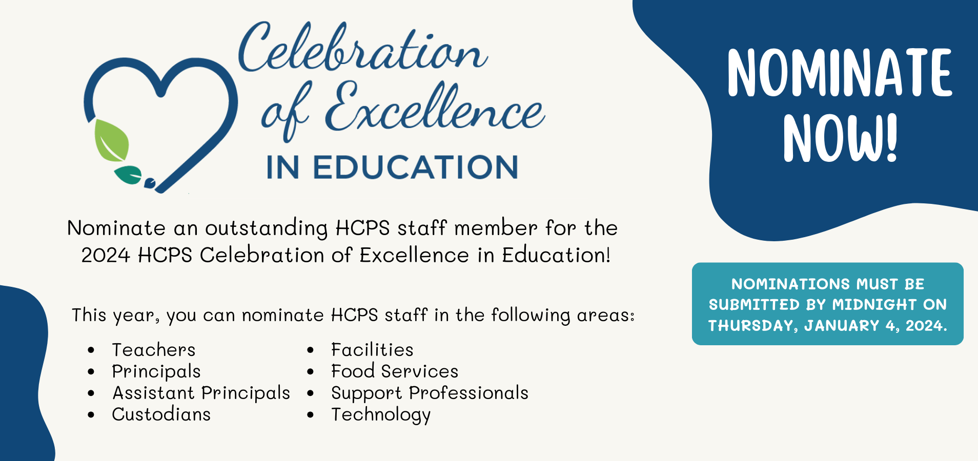 Nominate an HCPS staff member for the 2024 Celebration of Excellence in Education.