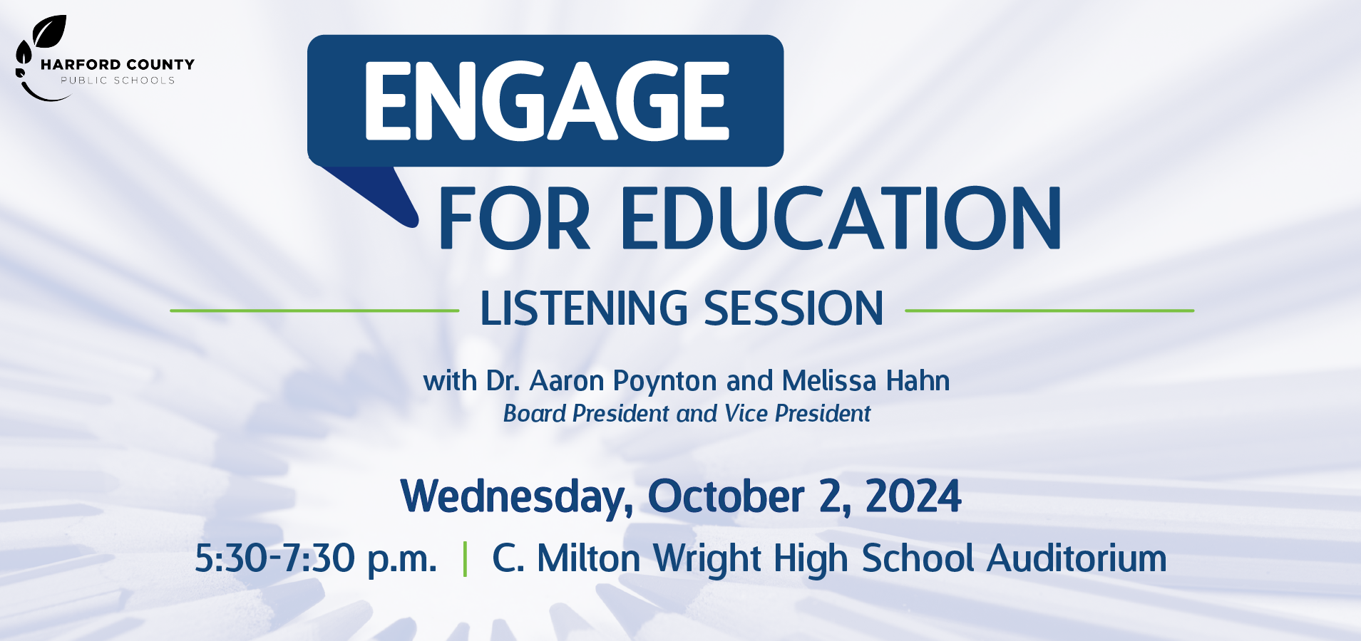 Engage for Education listening sessions with Dr. Aaron Poynton and Melissa Hahn