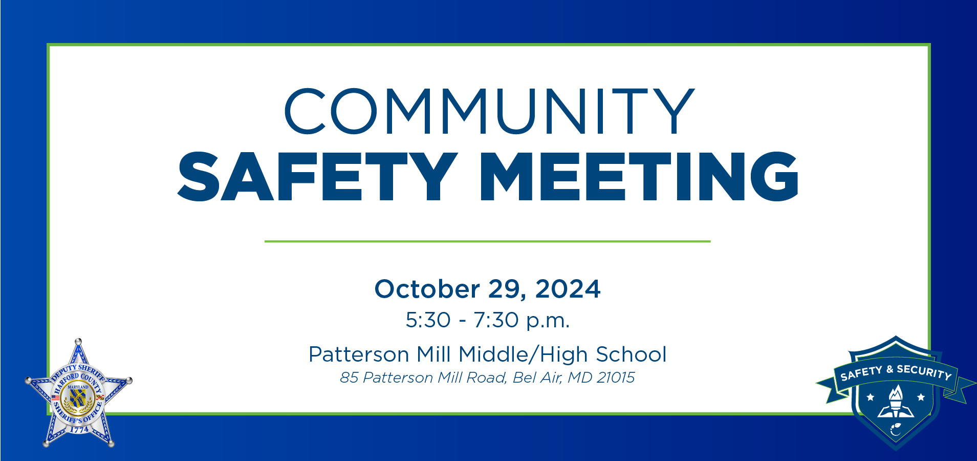 HCPS Community Safety Meeting - October 29, 2024 at Patterson Mill High School